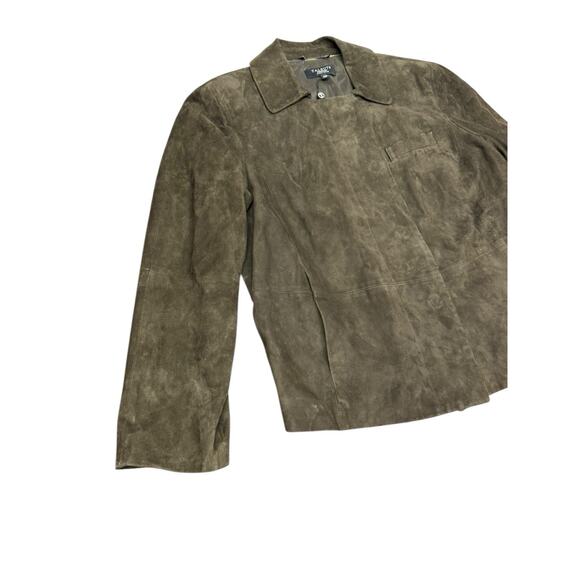 NWT Talbots Petite 14W Dark Olive Green Suede Jacket Zip Up Classic Style - Picture 4 of 10